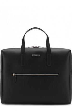 Кожаная сумка для ноутбука Saint Laurent. Цвет: черный
