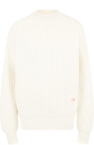 Шерстяной пуловер с воротником-стойкой Victoria Beckham. Цвет: кремовый