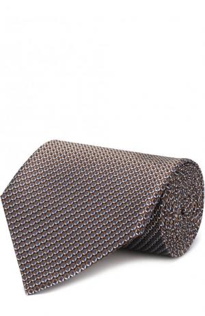 Шелковый галстук с узором Z Zegna. Цвет: коричневый