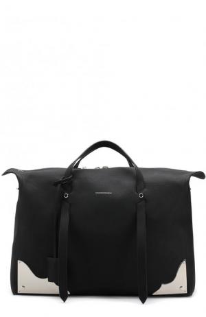 Кожаная сумка-тоут с плечевым ремнем CALVIN KLEIN 205W39NYC. Цвет: черный