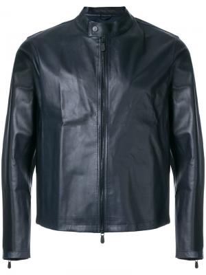 Fitted leather jacket Eleventy. Цвет: синий