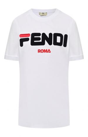 Хлопковая футболка с логотипом бренда Fendi. Цвет: белый