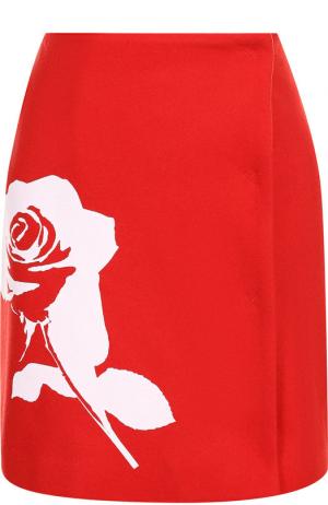 Шерстяная мини-юбка с принтом MSGM. Цвет: красный