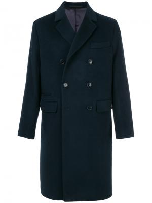Двубортное пальто Officine Generale. Цвет: синий