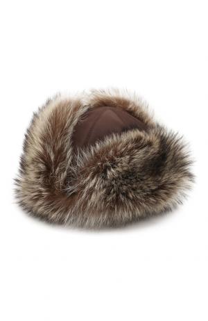 Меховая шапка-ушанка Стильная FurLand. Цвет: коричневый