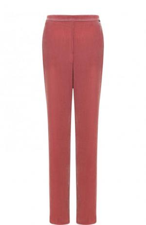 Однотонные бархатные брюки с эластичным поясом St. John. Цвет: розовый
