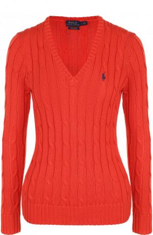 Пуловер фактурной вязки с логотипом бренда Polo Ralph Lauren. Цвет: красный