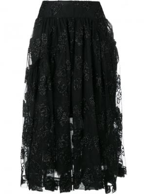 Жаккардовая юбка миди из тюля Simone Rocha. Цвет: чёрный