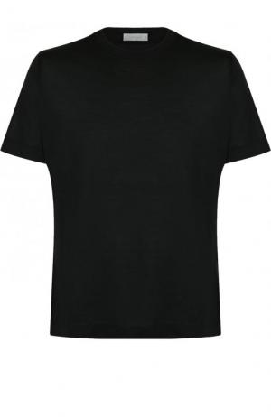 Шелковая футболка с круглым вырезом Cortigiani. Цвет: черный