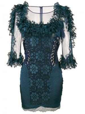 Кружевное мини-платье Christopher Kane. Цвет: синий