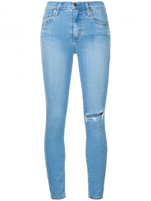 Облегающие укороченные джинсы Cult Nobody Denim. Цвет: синий