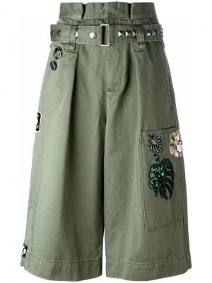 Шорты-карго с вышивкой Marc Jacobs. Цвет: зелёный