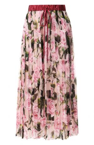 Плиссированная юбка-миди с принтом Dolce & Gabbana. Цвет: розовый