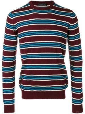 Полосатый пуловер с круглым вырезом Prada. Цвет: красный