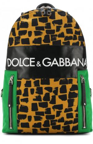 Текстильный рюкзак Vulcano с кожаной отделкой Dolce & Gabbana. Цвет: разноцветный