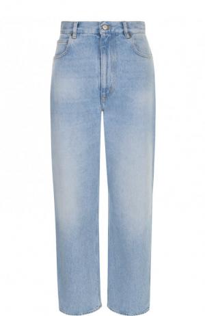 Укороченные джинсы свободного кроя с потертостями Golden Goose Deluxe Brand. Цвет: голубой