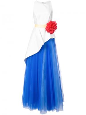 Вечернее платье асимметричного кроя Mikado Carolina Herrera. Цвет: синий