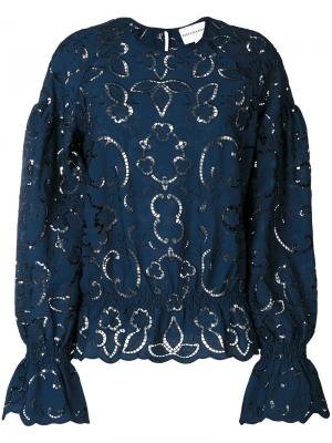 Блузка с вышивкой Perseverance London. Цвет: синий