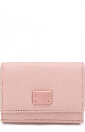 Кожаное портмоне с клапаном и логотипом бренда Dolce & Gabbana. Цвет: светло-розовый