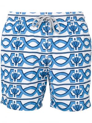 Пляжные шорты с геометрическим принтом Capricode. Цвет: белый