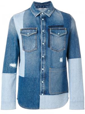 Джинсовая рубашка с заплатками Valentino. Цвет: синий