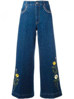 Расклешенные джинсы с цветочной вышивкой Stella McCartney. Цвет: синий