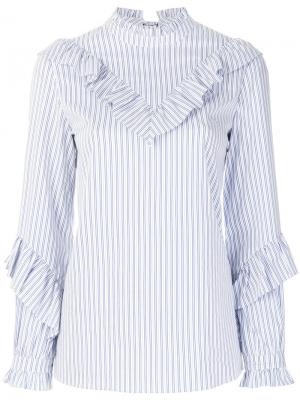 Полосатая блузка с рюшами SJYP. Цвет: синий
