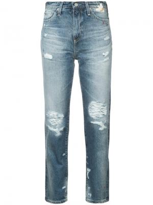 Рваные джинсы с завышенной талией Ag Jeans. Цвет: синий