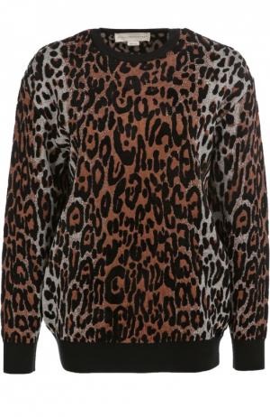 Пуловер с круглым вырезом и леопардовым принтом Stella McCartney. Цвет: бежевый