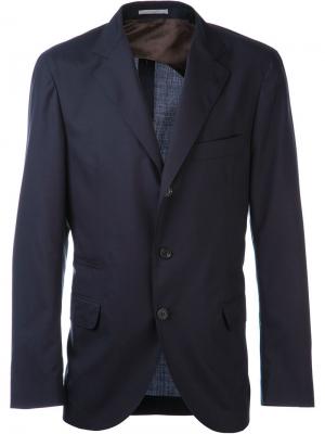 Пиджак на трех пуговицах Brunello Cucinelli. Цвет: синий