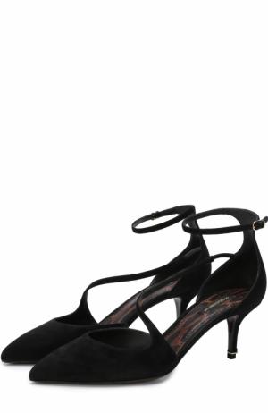 Замшевые туфли Kate на каблуке kitten heel Dolce & Gabbana. Цвет: черный