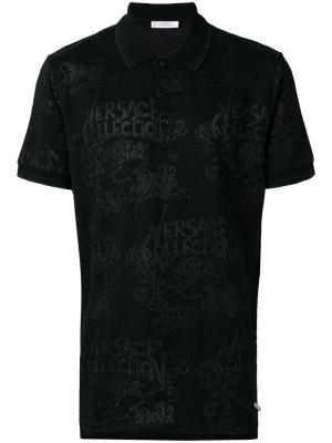 Жаккардовая рубашка-поло с логотипом Versace Collection. Цвет: чёрный