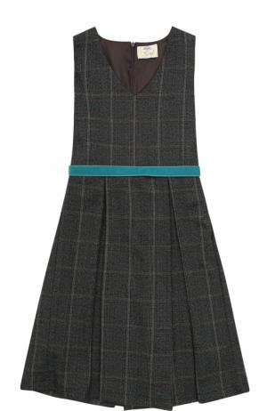 Приталенное платье с защипами и поясом Caf. Цвет: серый