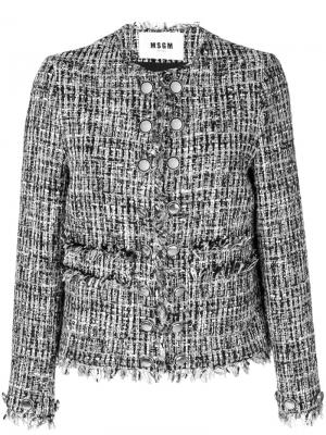 Приталенный пиджак с бахромой по краям MSGM. Цвет: чёрный