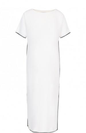 Платье-миди с контрастной отделкой и разрезами Escada Sport. Цвет: белый