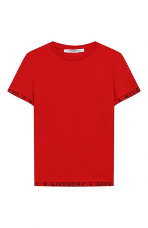 Хлопковая футболка Givenchy. Цвет: красный