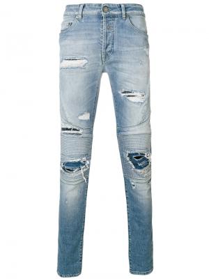 Байкерские джинсы с рваными деталями Marcelo Burlon County Of Milan. Цвет: синий