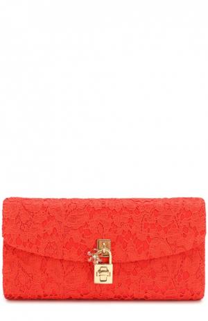 Клатч Dolce с отделкой кружевом & Gabbana. Цвет: красный