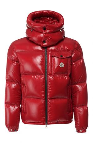 Утепленная куртка Montbeliard на молнии с капюшоном Moncler. Цвет: красный