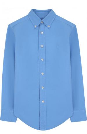 Хлопковая рубашка с воротником button down Polo Ralph Lauren. Цвет: голубой