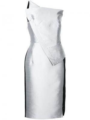 Приталенное асимметричное платье Antonio Berardi. Цвет: металлический