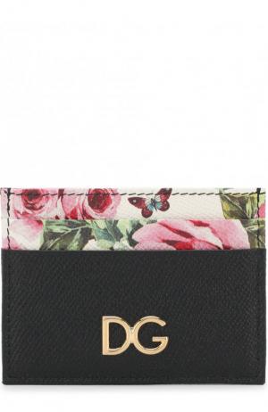 Кожаный футляр для кредитных карт с принтом Dolce & Gabbana. Цвет: черный