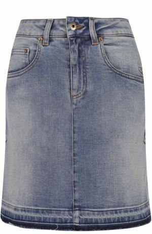 Джинсовая мини-юбка с необработанным краем Roberto Cavalli. Цвет: синий