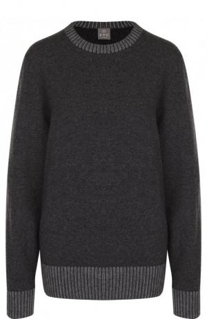 Однотонный кашемировый пуловер с круглым вырезом FTC. Цвет: темно-серый