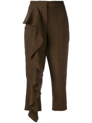 Укороченные брюки с оборками Dondup. Цвет: коричневый