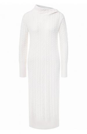 Кашемировое платье фактурной вязки Loro Piana. Цвет: белый