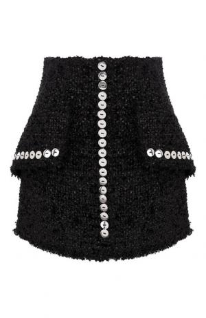 Буклированная мини-юбка с контрастными пуговицами Alexander Wang. Цвет: черный