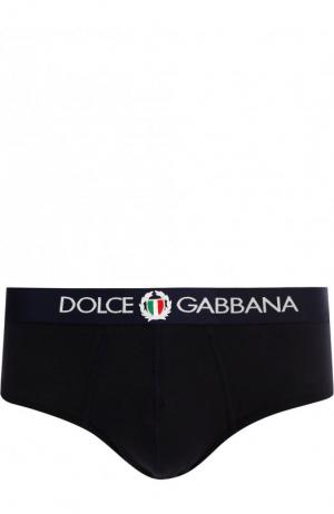 Хлопковые хипсы с широкой резинкой Dolce & Gabbana. Цвет: синий