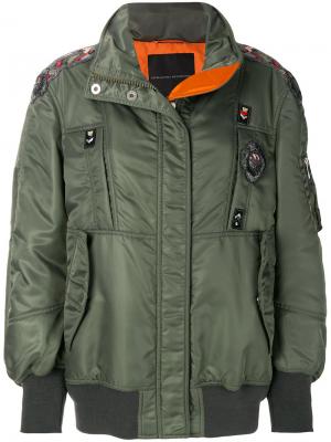 Куртка-бомбер с вышивкой Ermanno Scervino. Цвет: зелёный