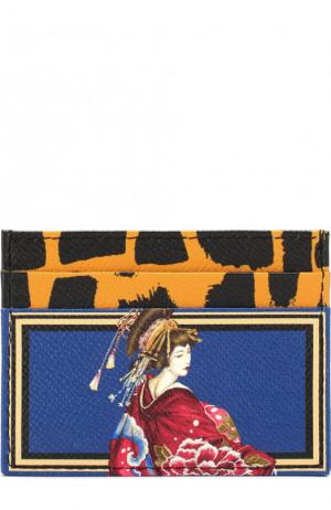 Кожаный футляр для кредитных карт с принтом Dolce & Gabbana. Цвет: разноцветный